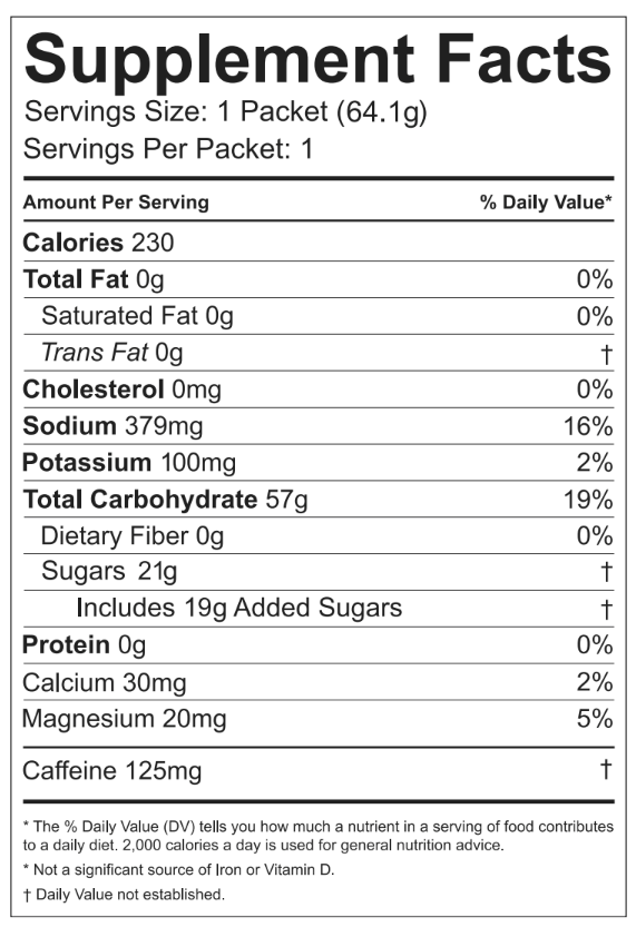 :SPEED Caffeine Boost nutritional information